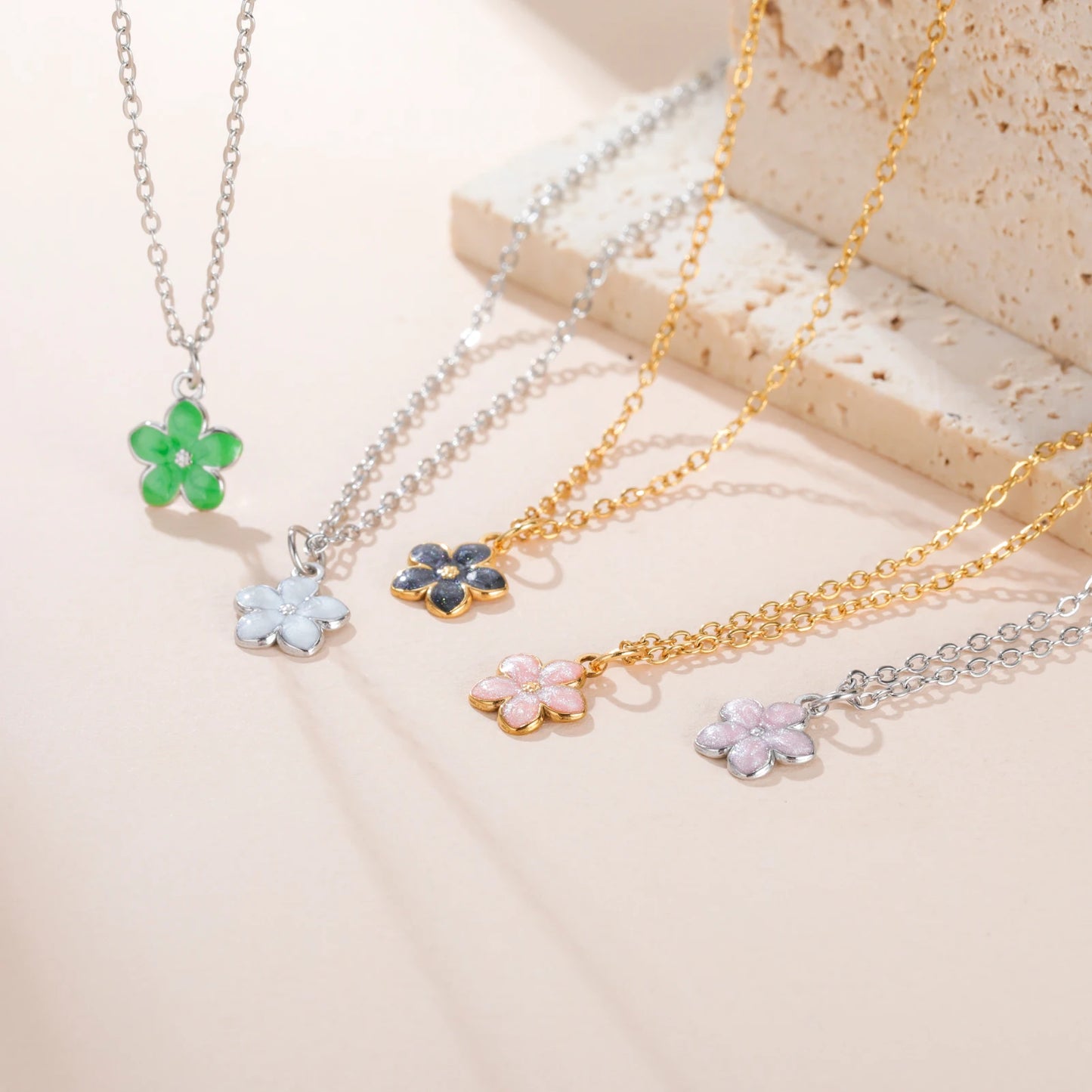 Boho Flower Necklace - Stainless Steel